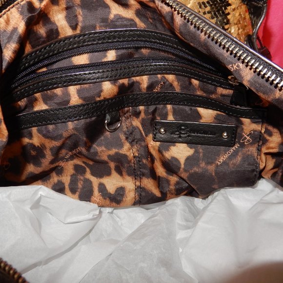 B.MAKOWSKY CALFHAIR PONY LEOPARD CHEETAH HANDBAG - Picture 7 of 10